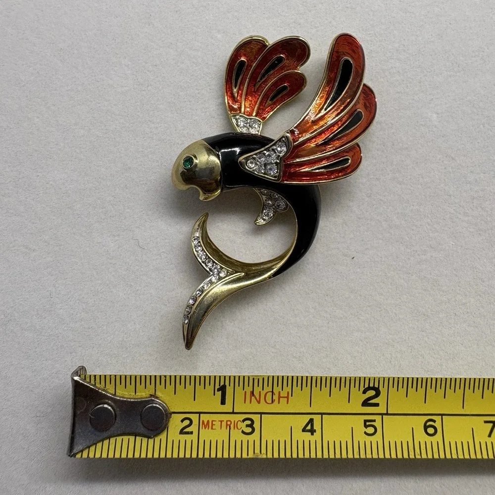 Vtg Fish Rhinestone‎ Koi Brooch Pin